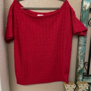 ANDREE BY UNIT Red Off-the-Shoulder Sweater